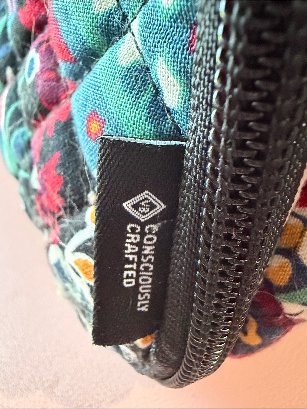 Quilted Floral Travel Cosmetic Bag - Navy Multi - Picture 6 of 7
